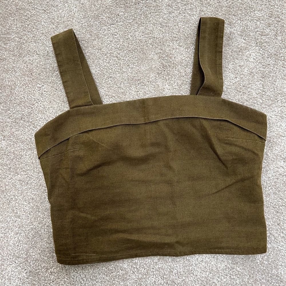 Olive green crop top with adjustable straps